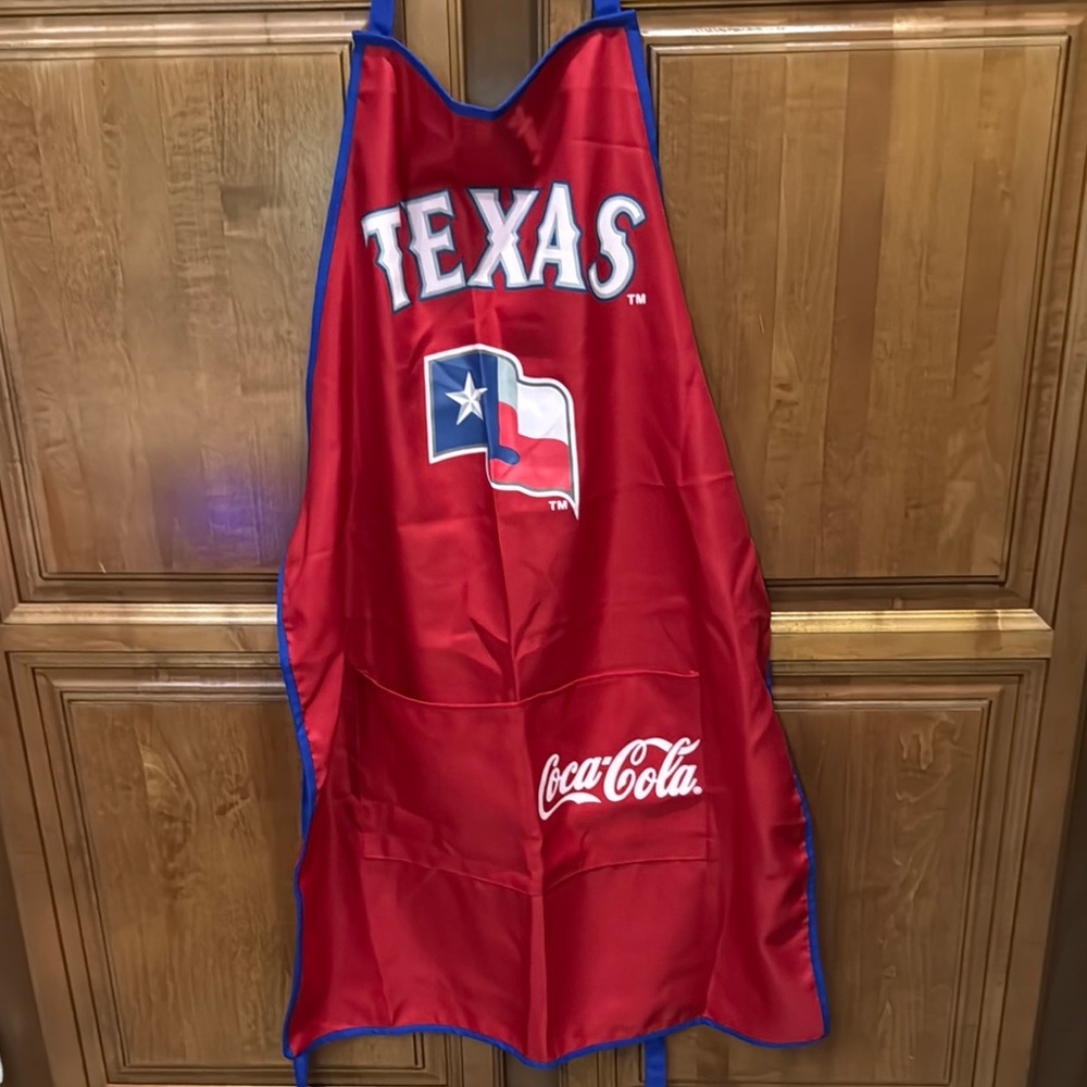 Texas Rangers Collectors Coca Cola Red Apron with Texas Logo